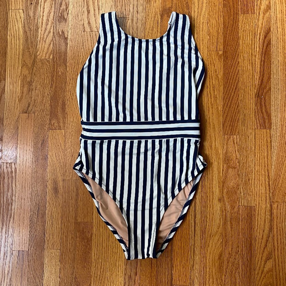 J. Crew Swimsuit One Piece Navy White Stripe, 2